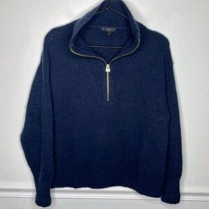 J.Crew Small Style Half Zip Wool Blend Navy Sweater Womens